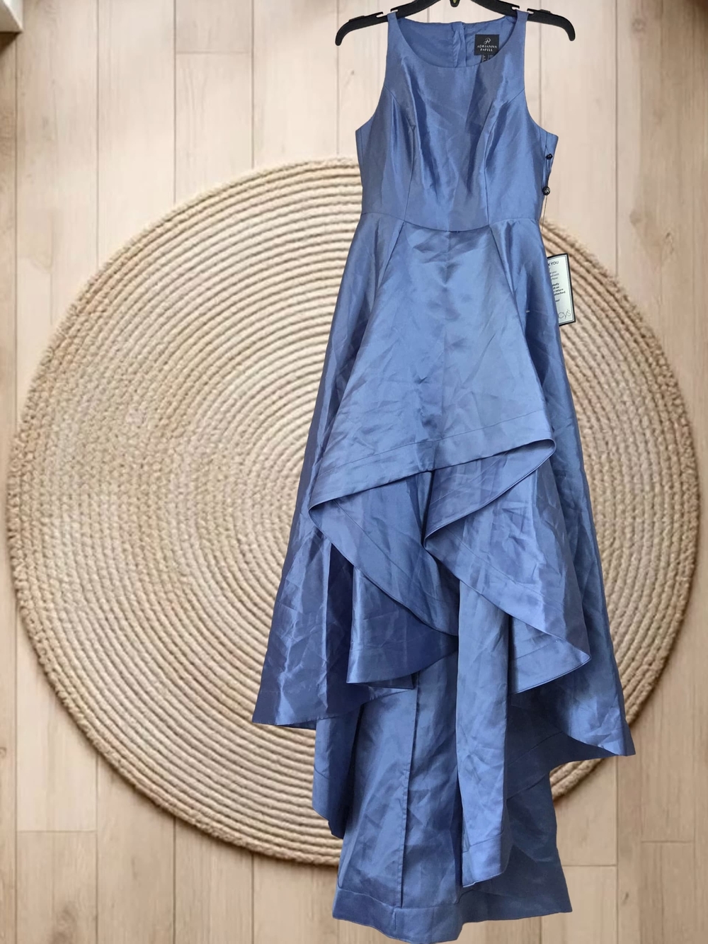 Adrianna Papell Steel Blue Sleeveless High-Low Formal Dress